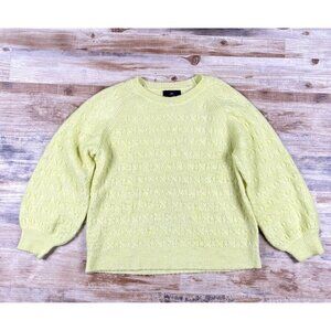 WITHBLACK Sweater Women L Yellow Margaret LS Cable Pullover Knit Raglan Sleeve